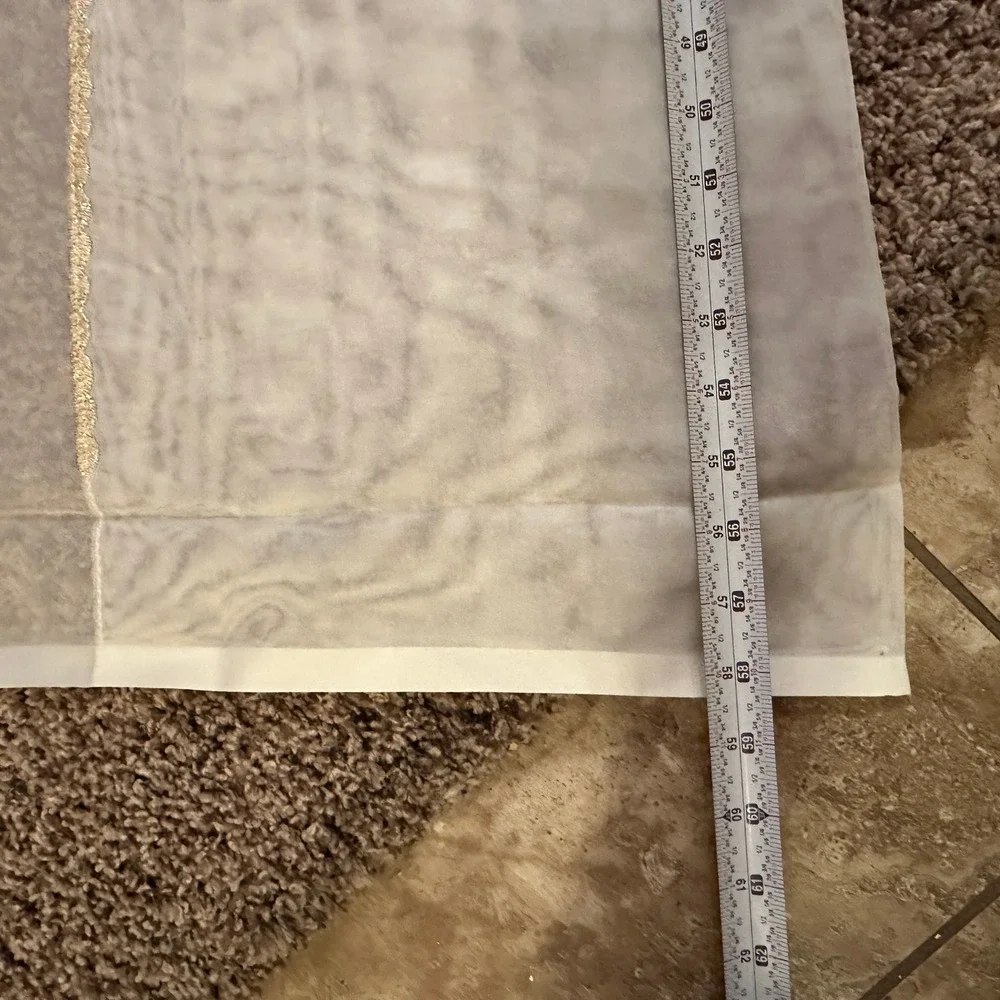 VTG‎ 2 Sheer Floral Embroidered Curtain Panels Made in Italy Gold Metallic Trim